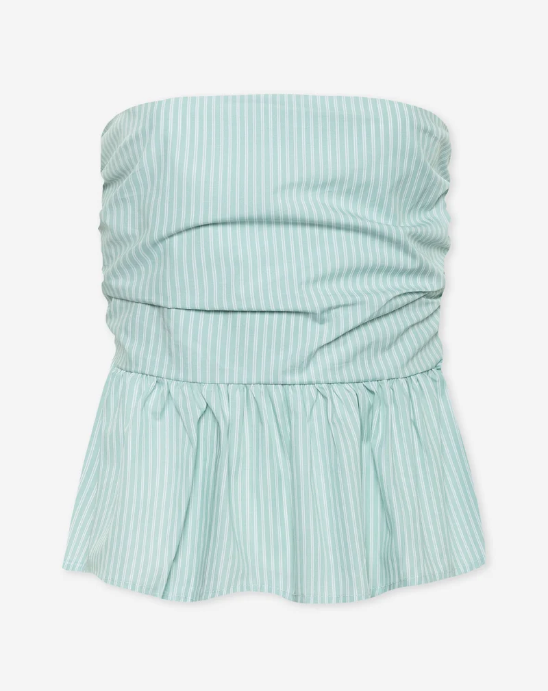 BESSY STRIPE PEPLUM TOP LICHTGROEN