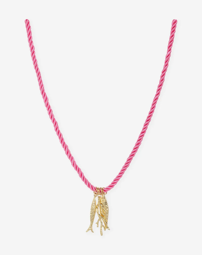 FISH CORD NECKLACE ROZE