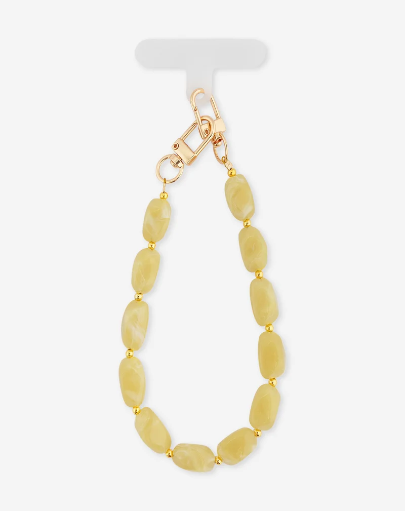 COLORED BEADS TELEPHONE CORD LICHT OLIJFGROEN