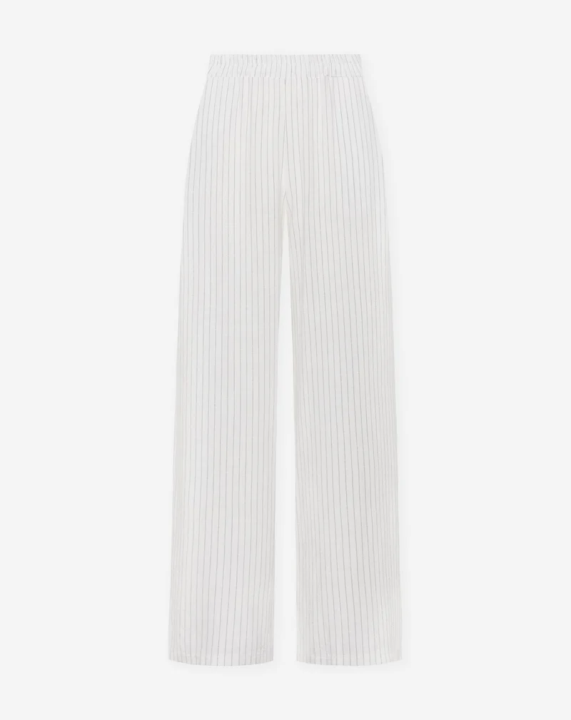 PINSTRIPE LINEN STRAIGHT LEG PANTS TALL WIT