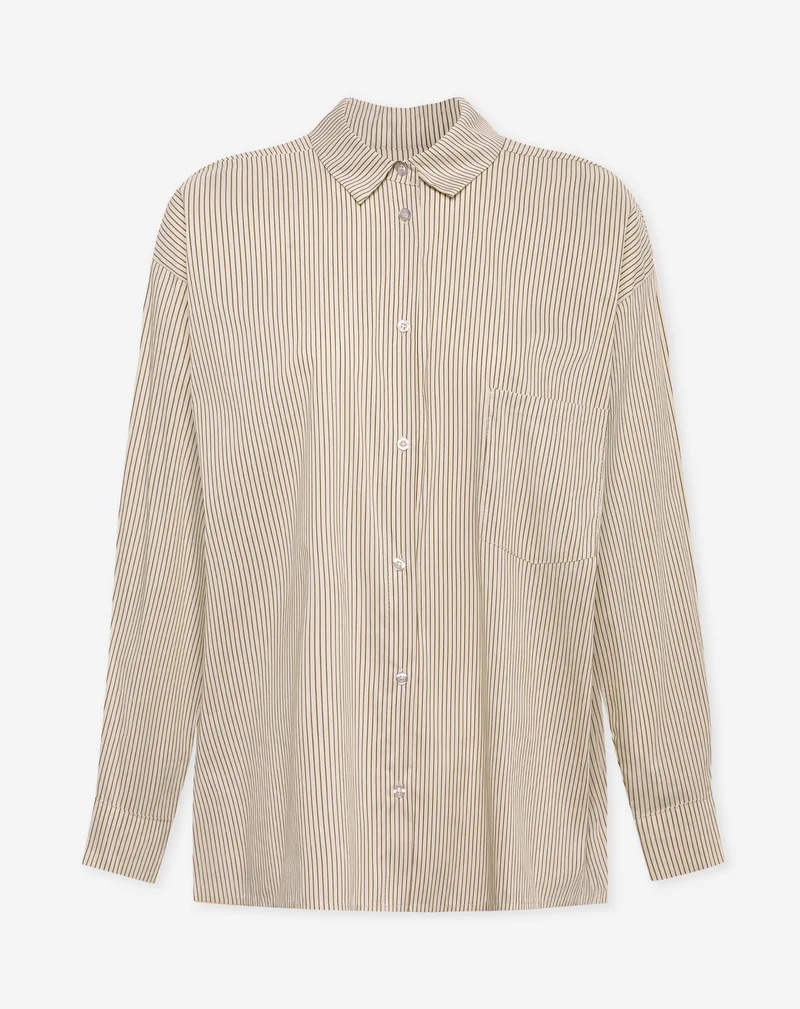 STRIPE OVERSIZED BLOUSE BRUIN