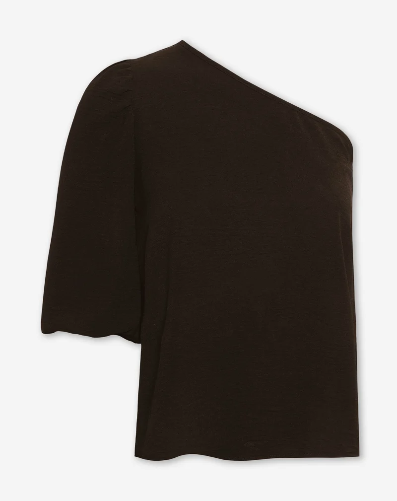 JULIE ONE SHOULDER PUFF SLEEVE TOP CHOCOLADEBRUIN