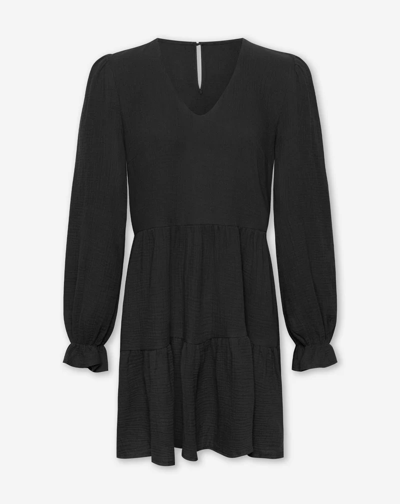 SAMMY MOUSSELINE PANEL DRESS ZWART