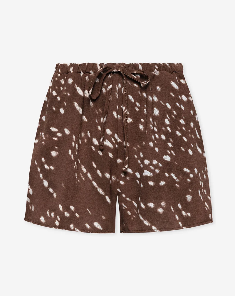 JULIE DEER PRINT ELASTIC SHORTS BRUIN