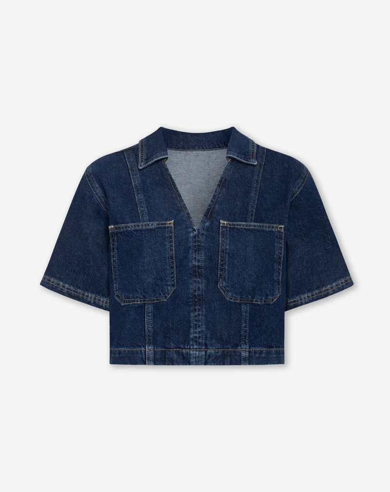 NORE DENIM TOP DONKERBLAUW