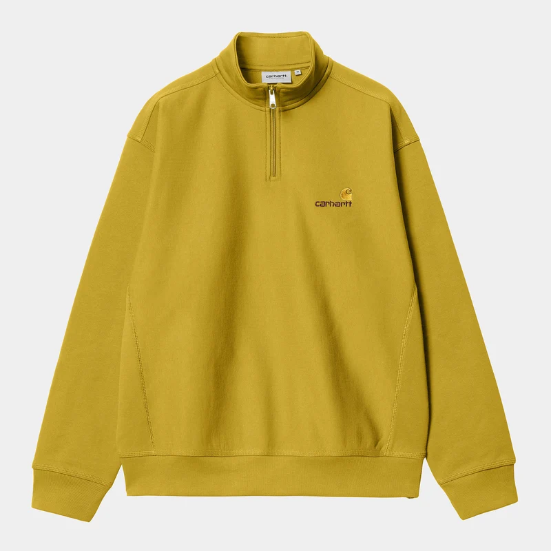 Carhartt WIP Heren halve rits American Script Sweatshirt - Goudolijf