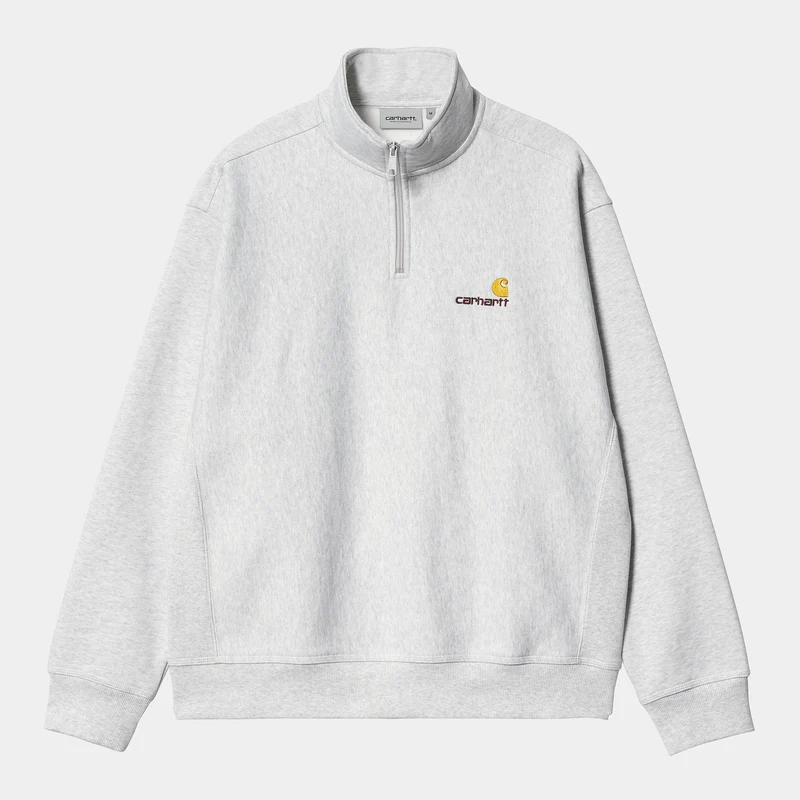 Carhartt WIP Heren halve rits American Script Sweattop - Ash Heather