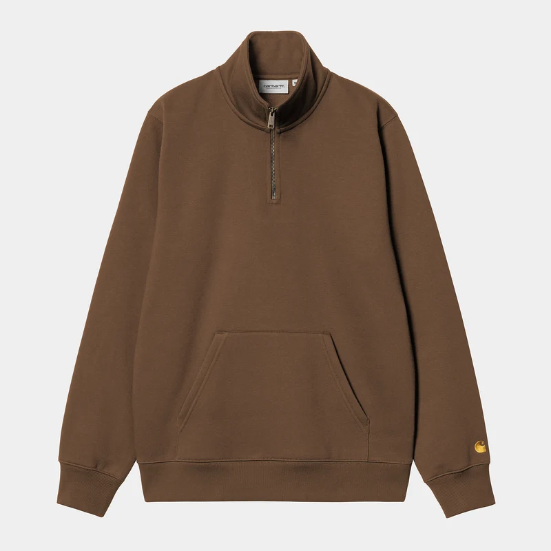Carhartt WIP Heren Chase Neck Zip Sweat Top - Chocolade