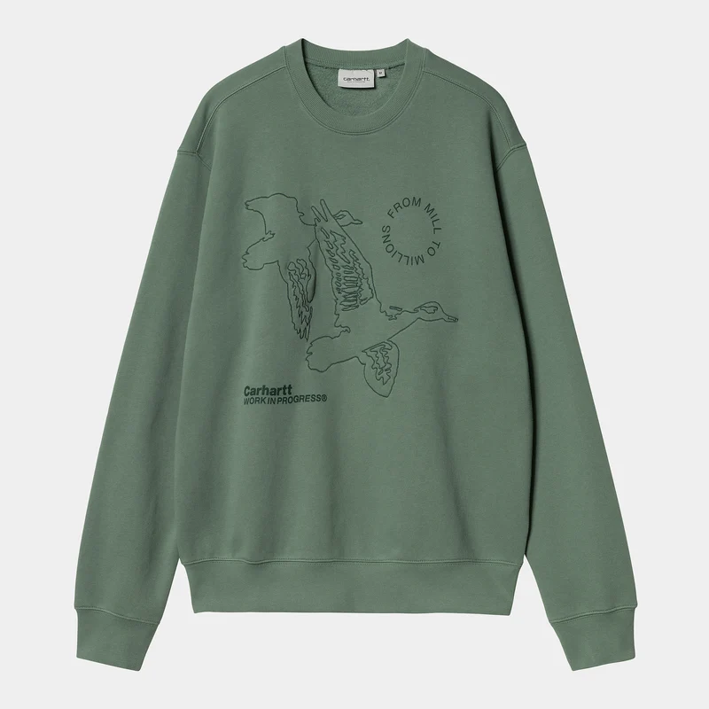 Carhartt WIP Heren Flying Ducks Sweat Top - Eend Groen