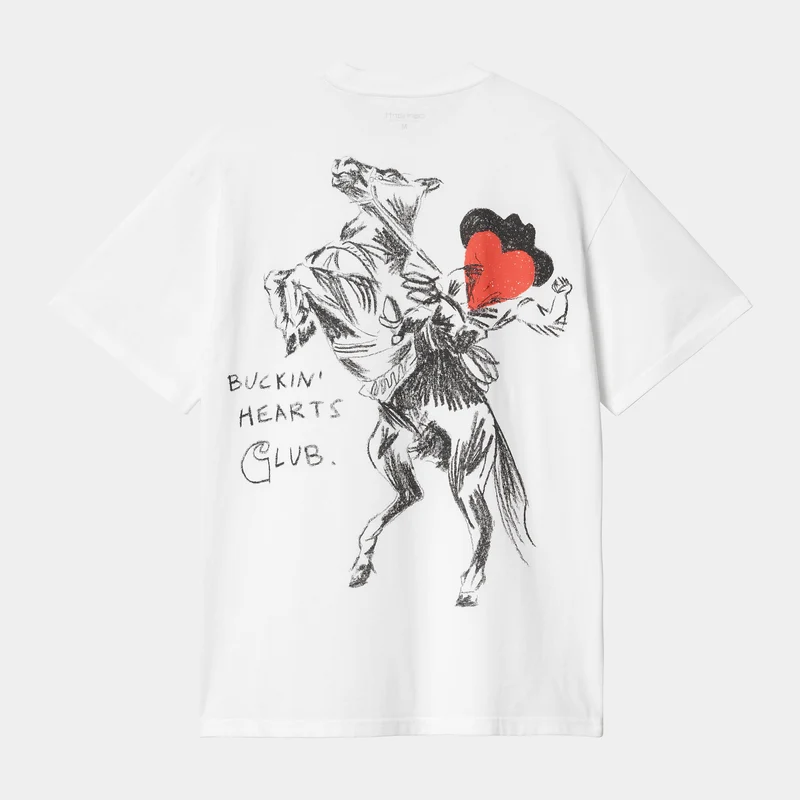 Carhartt WIP Heren Pepe Buckin Hearts Club T-shirt met korte mouwen - Wit