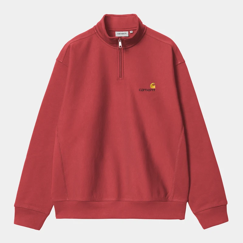 Carhartt WIP Heren halve rits American Script Sweatshirt - Toscane