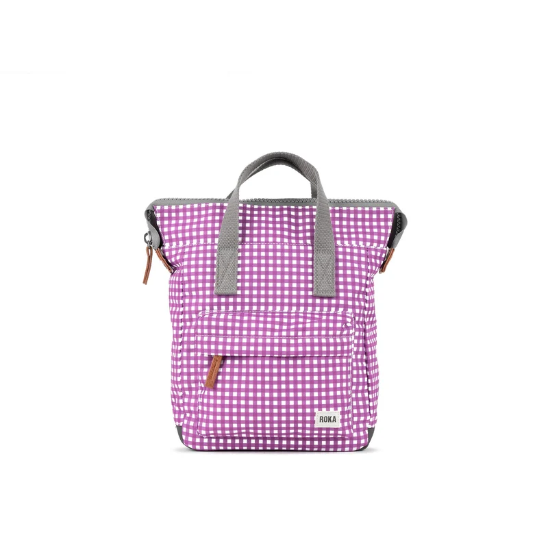 ROKA Bantry B Paarse Gingham Kleine Tas van Gerecycled Canvas