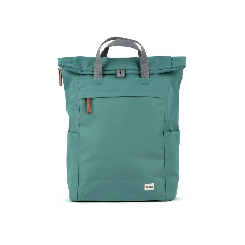 ROKA Finchley Een grote, gerecyclede canvas tas van saliegroen