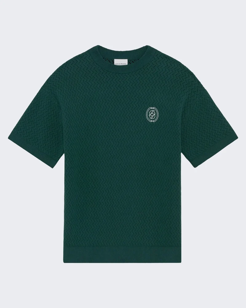 Heren D Mirror Openwork Knit T-Shirt Groen
