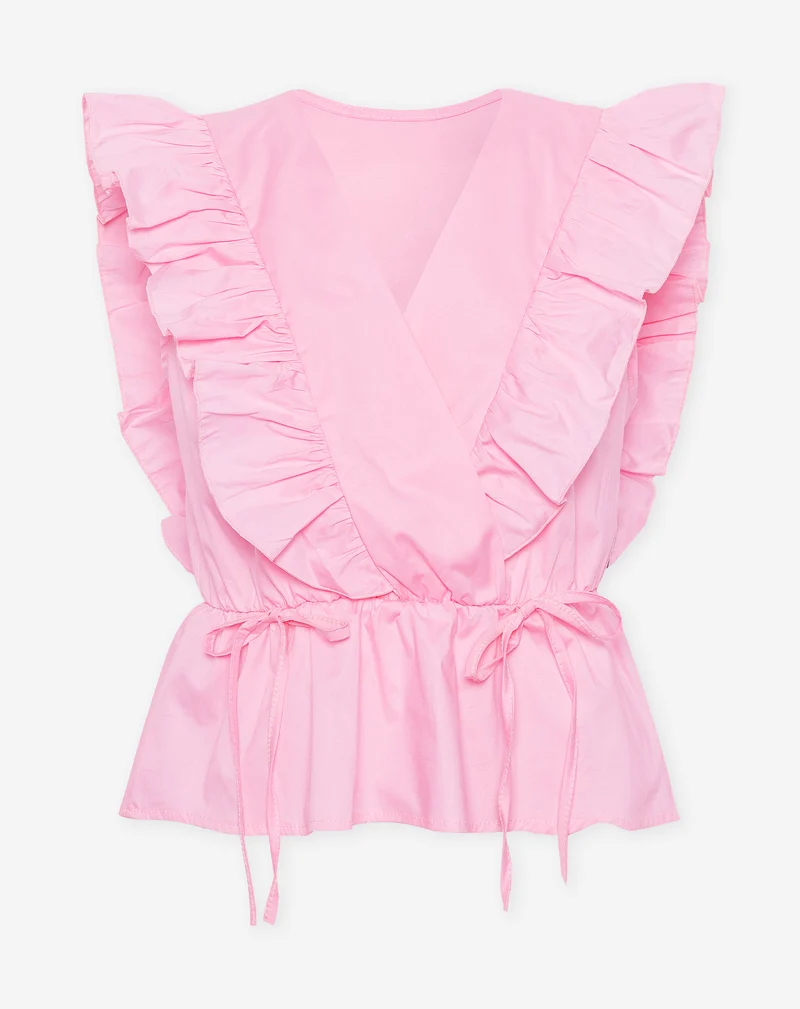 JADE SLEEVELESS POPLIN RUFFLE TOP LICHTROZE