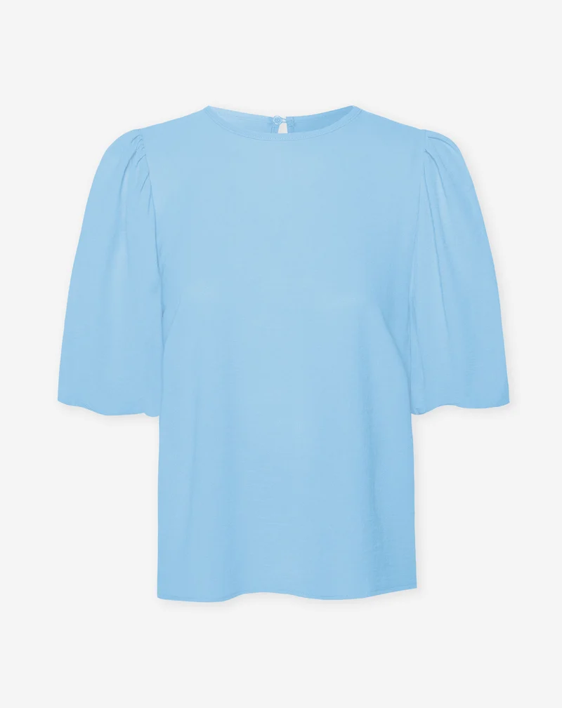 JULIE PUFF SLEEVE TOP LICHTBLAUW
