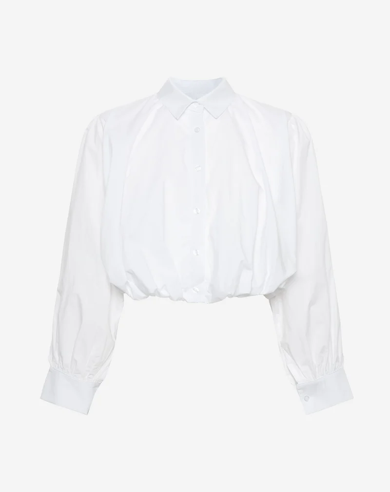 BUBBLE HEM POPLIN BLOUSE CRÈME