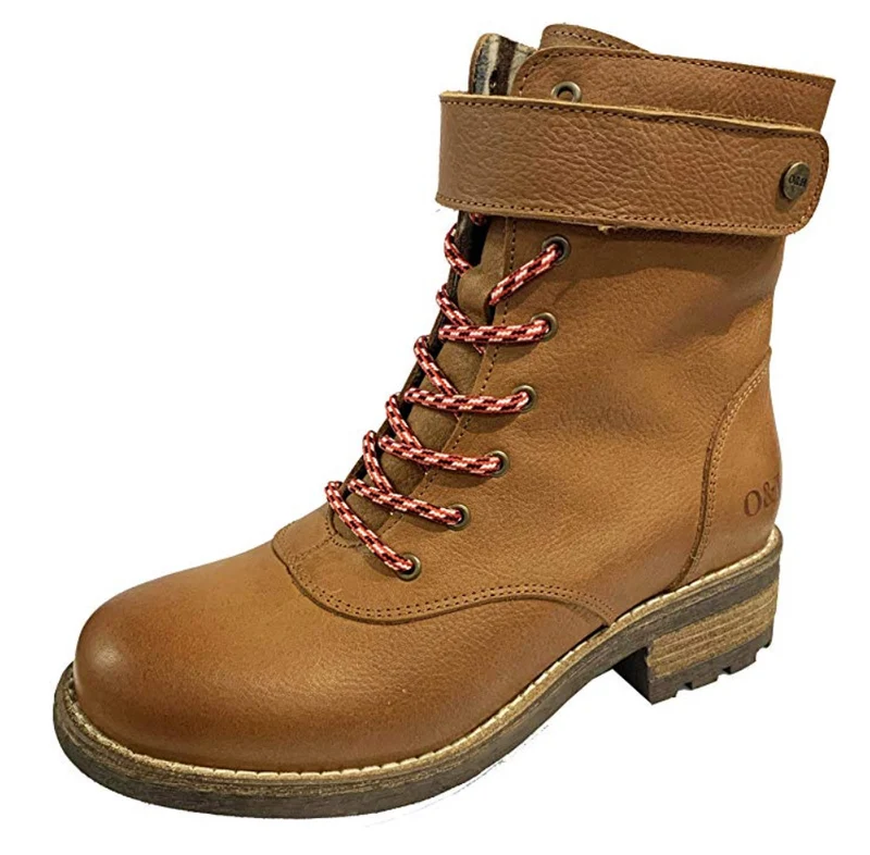 Oak & Hyde Dames Bridge Jungle Leren Enkellaars - Cognac