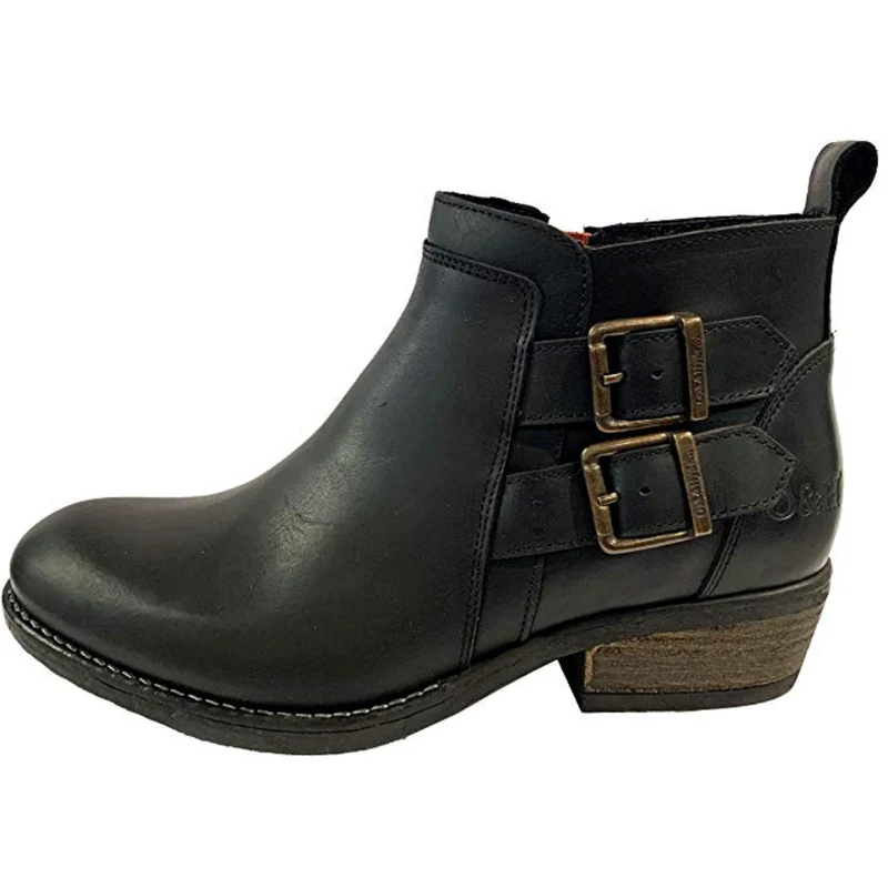 Oak & Hyde Dames Rita Twim leren enkellaarsjes - zwart