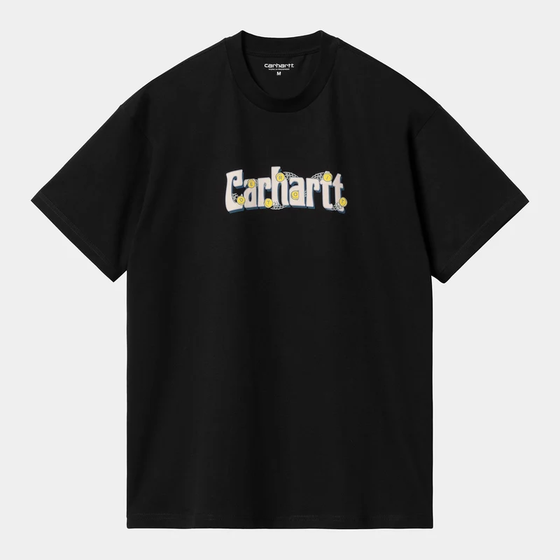 Carhartt WIP Heren Spin Script biologisch T-shirt met korte mouwen - zwart