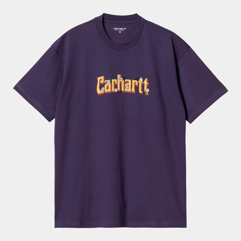 Carhartt WIP Heren Spin Script biologisch T-shirt met korte mouwen - Cassis