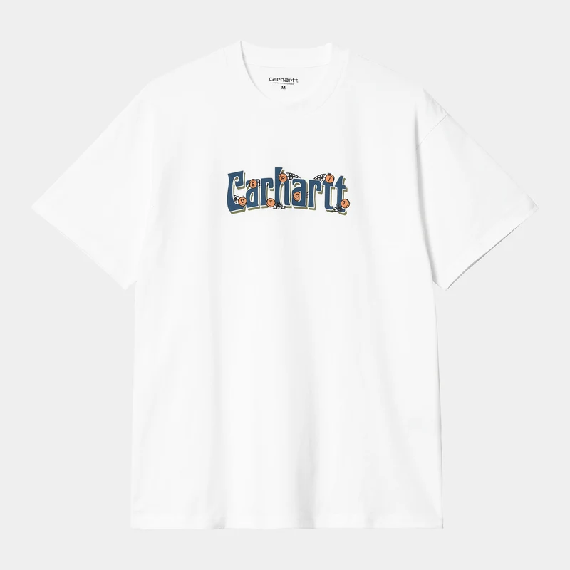 Carhartt WIP Heren Spin Script biologisch T-shirt met korte mouwen - wit
