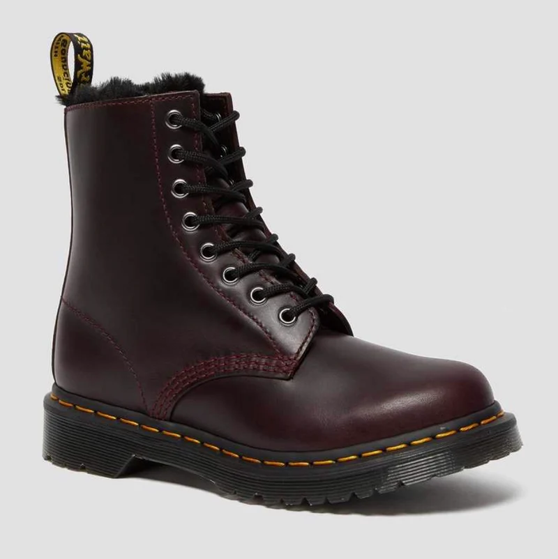 Dr Marterns Dames 1460 Faux Fur Gevoerde Laarzen - Oxblood