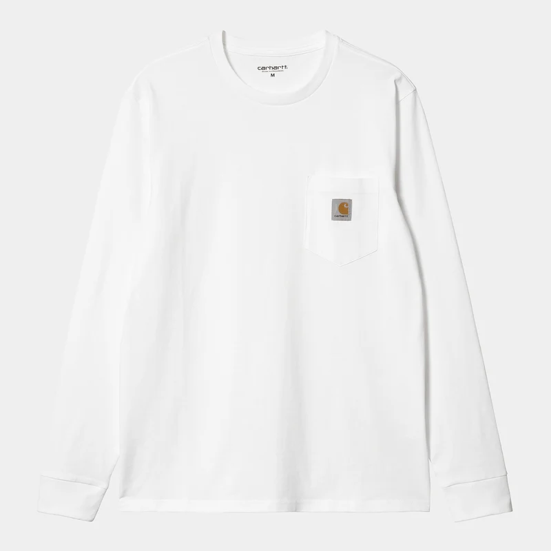 Carhartt WIP Heren T-shirt met lange mouwen en zak - Wit