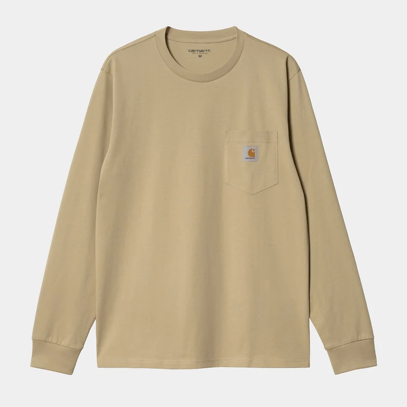 Carhartt WIP Heren T-shirt met lange mouwen en zak - Ammoniet