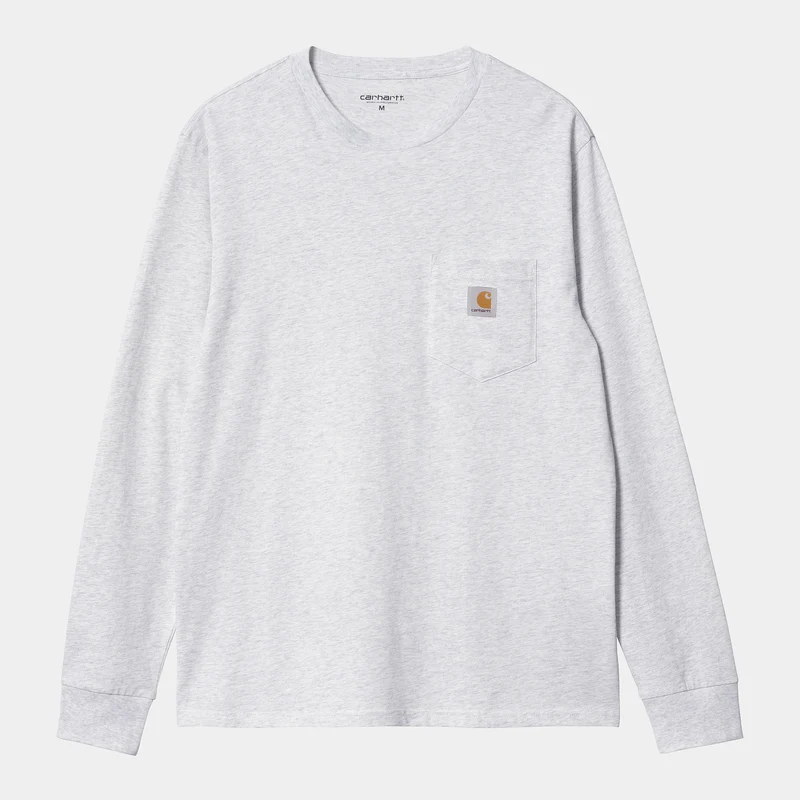 Carhartt WIP Heren T-shirt met lange mouwen en zak - Ash Heather