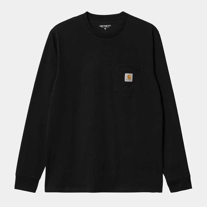 Carhartt WIP Heren T-shirt met lange mouwen en zak - zwart