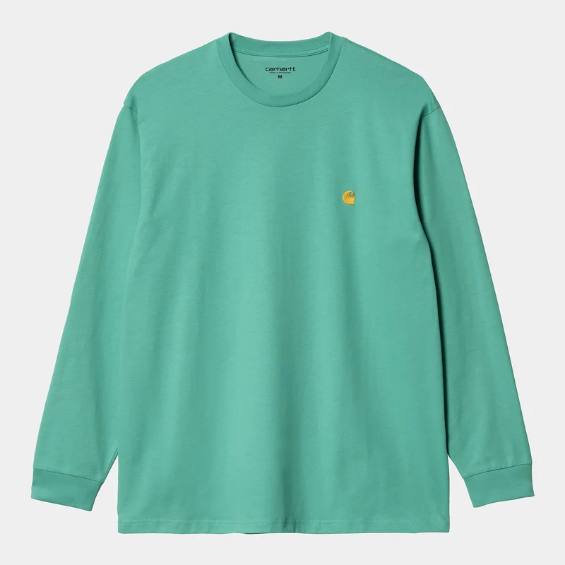 Carhartt WIP Heren Chase T-shirt met lange mouwen - Aquagroen