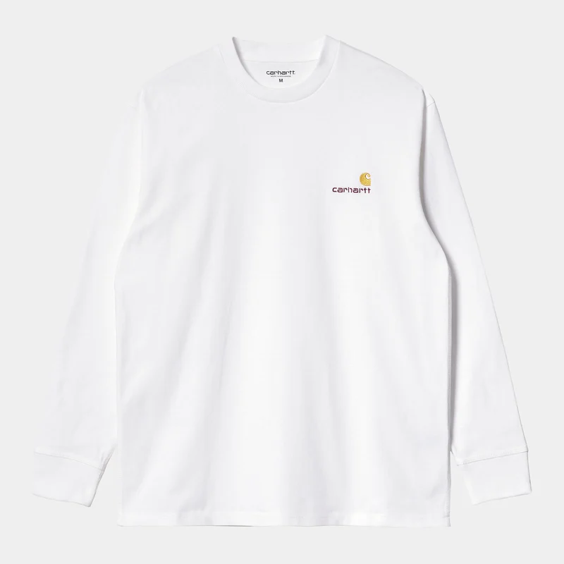 Carhartt WIP HEREN American Script T-shirt met lange mouwen - Wit