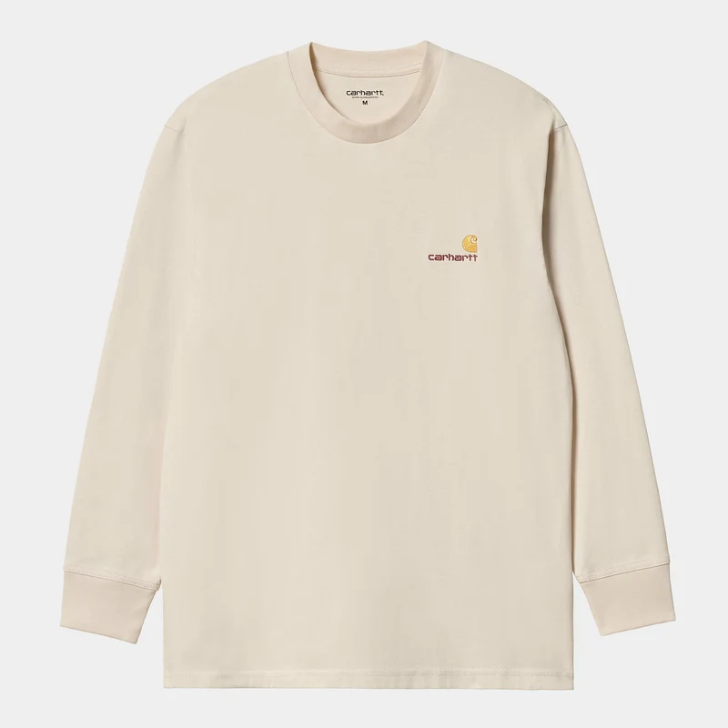 Carhartt WIP HEREN American Script T-shirt met lange mouwen - Naturel