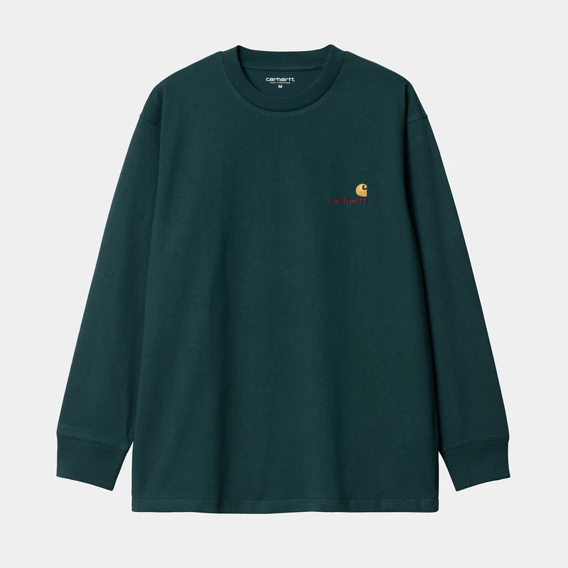Carhartt WIP HEREN American Script T-shirt met lange mouwen - Botanisch
