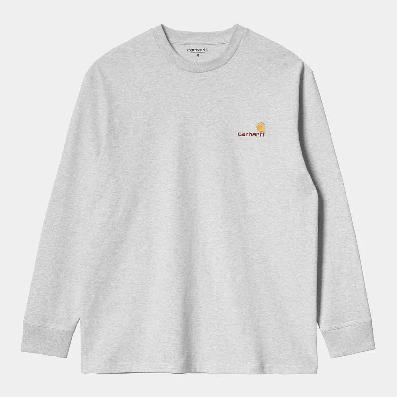 Carhartt WIP HEREN American Script T-shirt met lange mouwen - Ash Heather