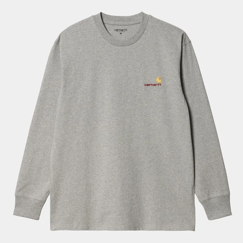 Carhartt WIP HEREN American Script T-shirt met lange mouwen - Grijs gemêleerd