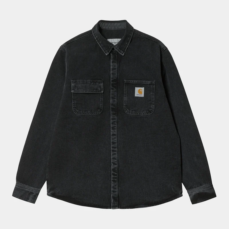 Carhartt WIP Heren Salinac overhemdjack - zwarte steen gewassen