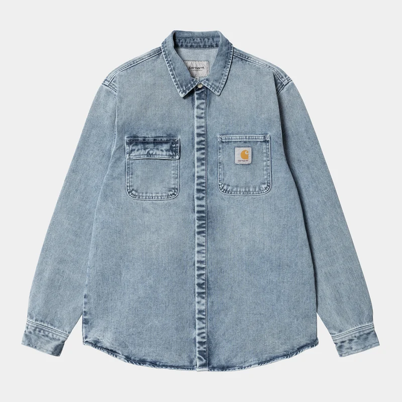 Carhartt WIP Heren Salinac overhemdjack - blauw licht gewassen