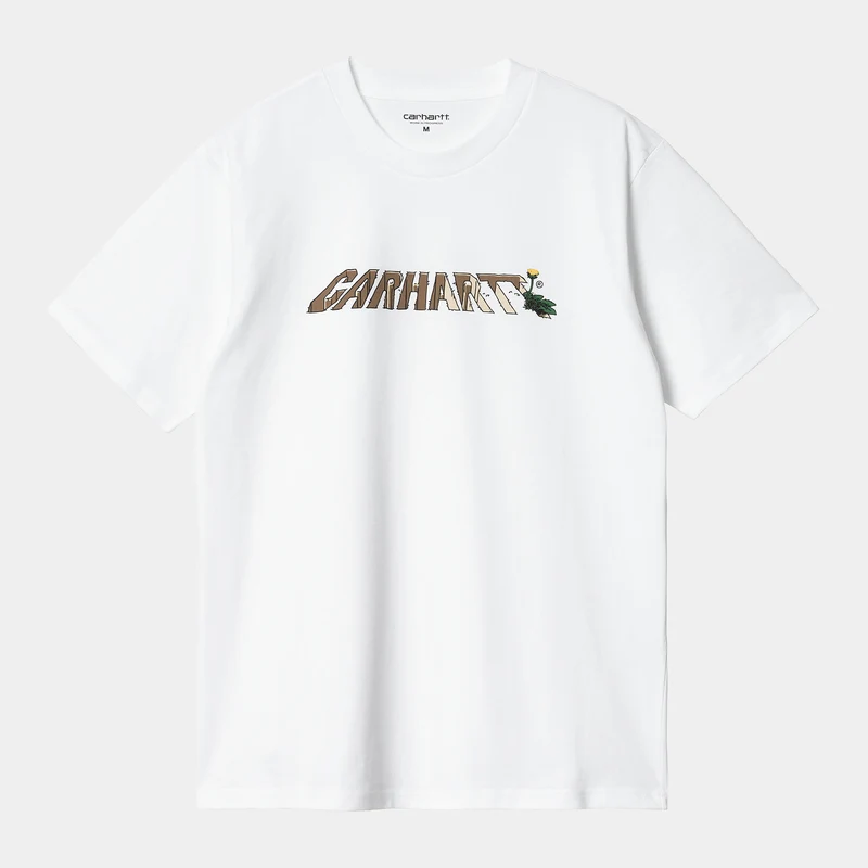 Carhartt WIP Heren Dandelion Script biologisch T-shirt met korte mouwen - wit