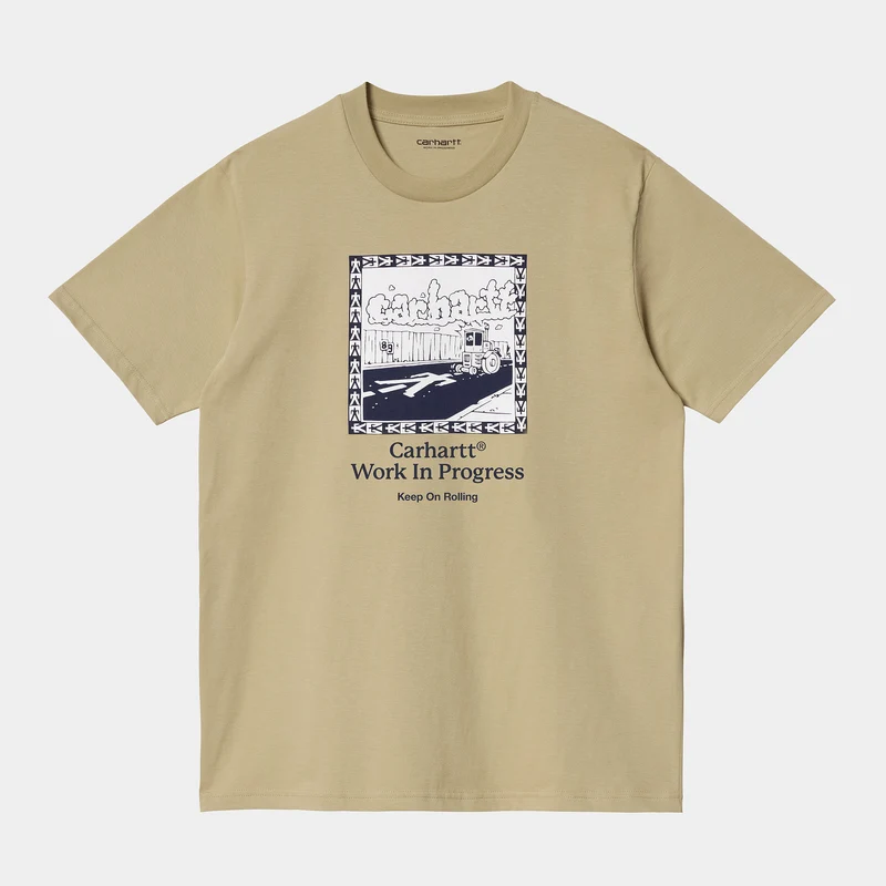 Carhartt WIP Heren Steamroller Biologisch Katoenen T-shirt met Korte Mouwen - Ammoniet
