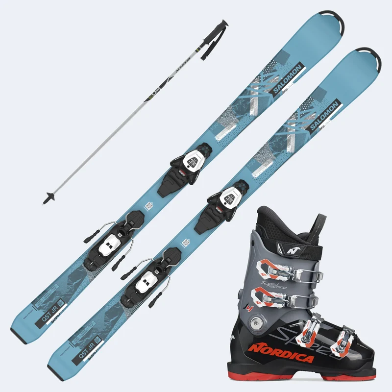 2023 Salomon QST Jr Junior Skis with SpeedMachine J Boots and Poles
