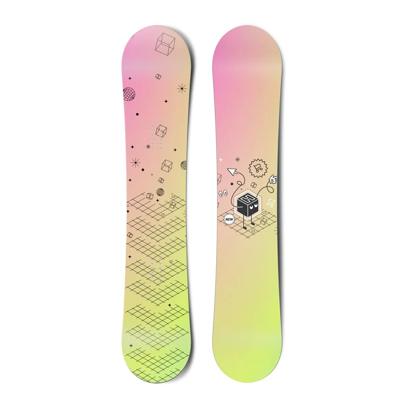 Lime and Pink Artwork Snowboard