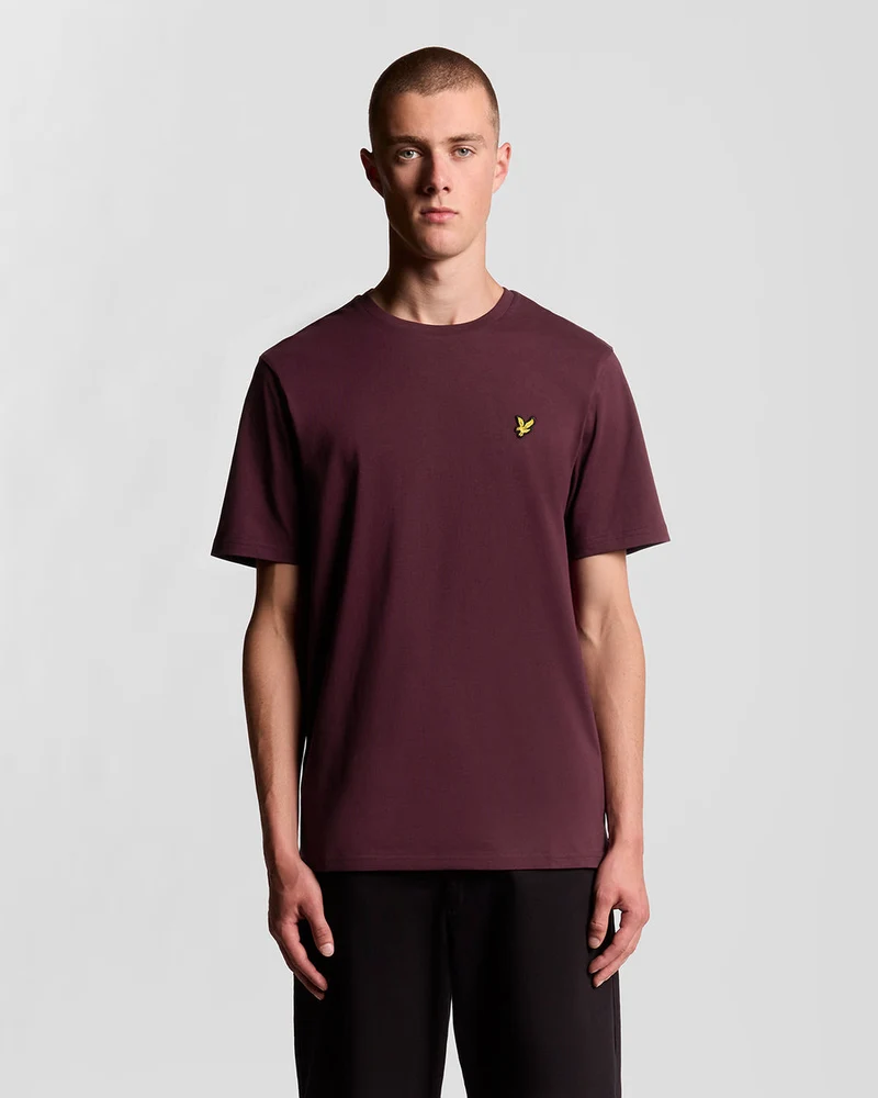 Lyle & Scott Heren katoenen T-shirt met ronde hals | Bordeauxrood