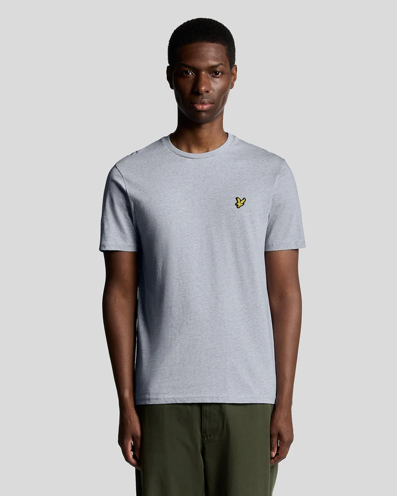 Lyle & Scott Heren katoenen T-shirt met ronde hals | Lichtgrijs gemêleerd