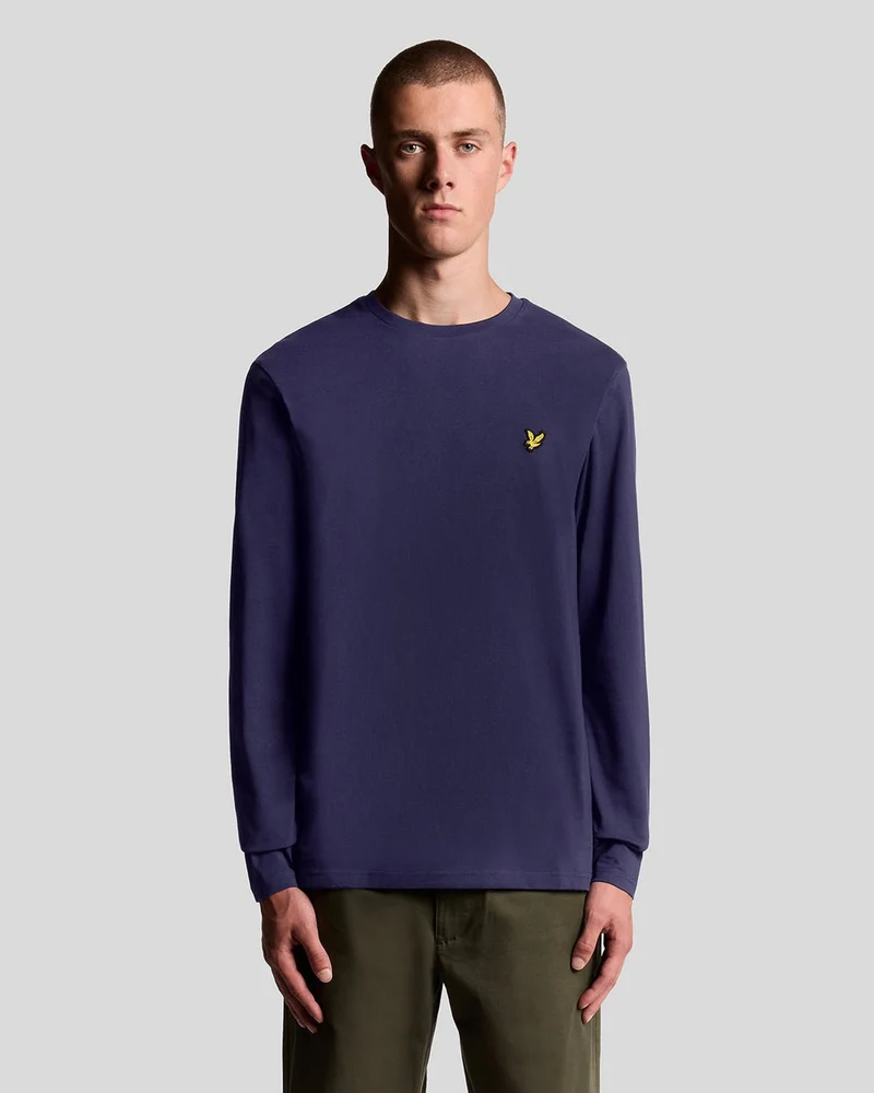 Lyle & Scott Heren T-shirt met lange mouwen van katoen | Marineblauw