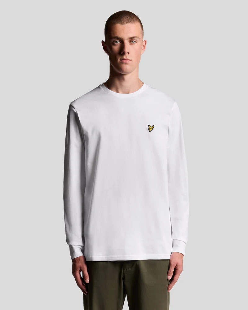 Lyle & Scott Heren T-shirt met lange mouwen van katoen | Wit