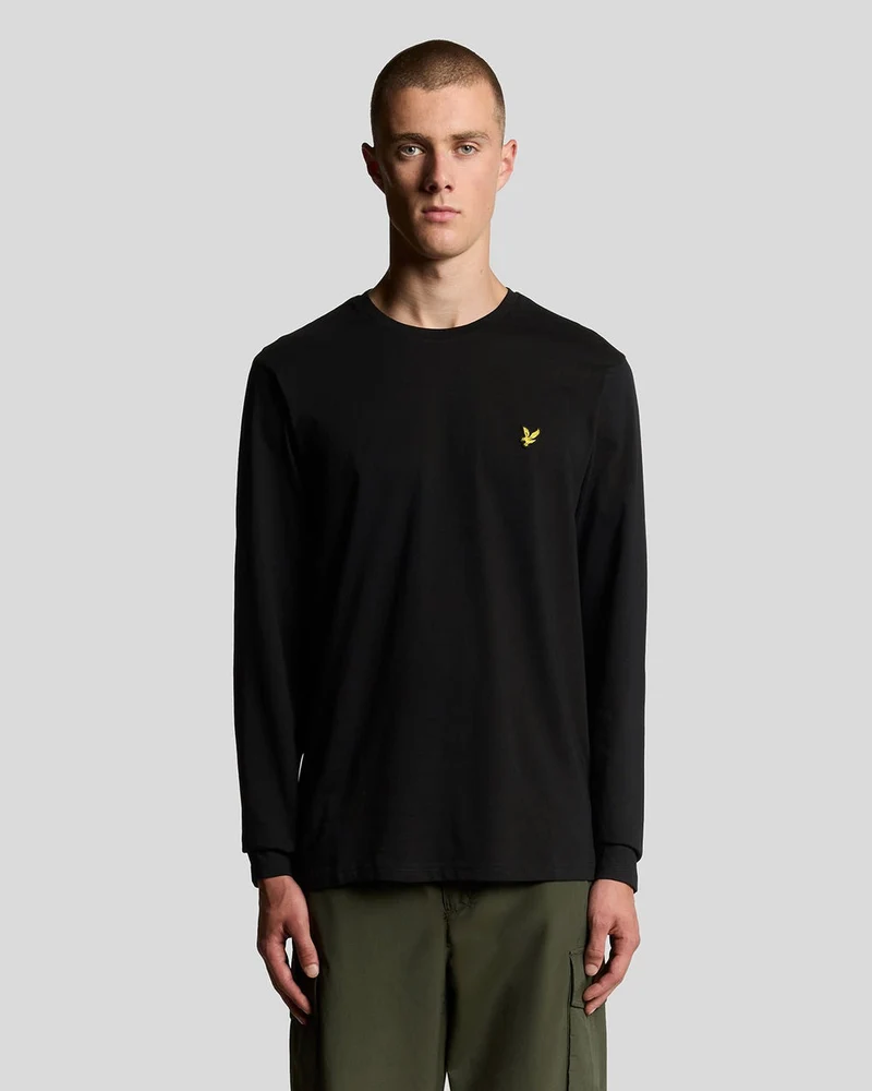 Lyle & Scott Heren T-shirt met lange mouwen van katoen | Gitzwart
