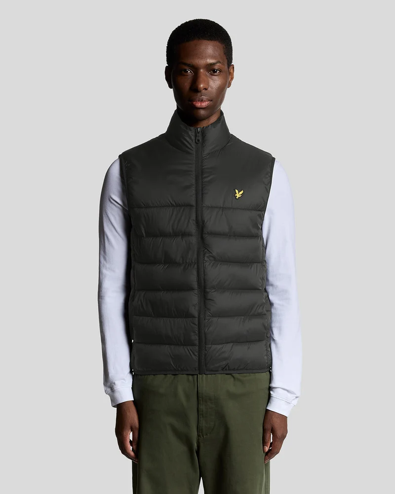 Lyle & Scott Gewatteerd vest voor heren | Gitzwart
