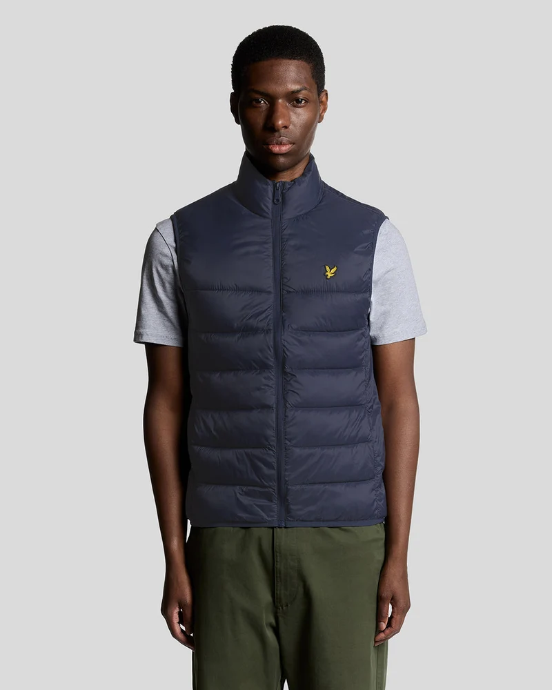 Lyle & Scott Gewatteerd vest voor heren | Donkerblauw